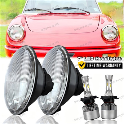 Pair 7'' Inch Round LED Headlights For Alfa Romeo Spider 1988-1994 Plymouth