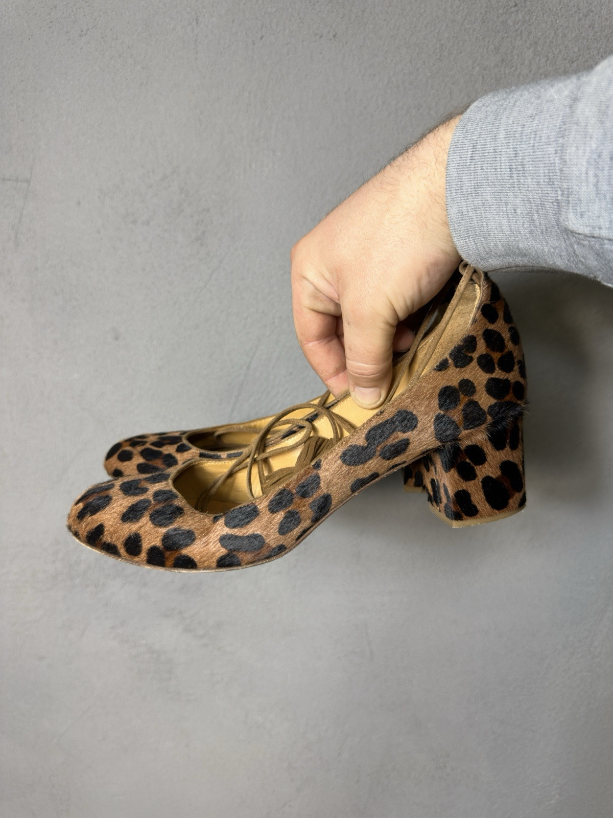 Scarpe Sezane Pony Hair stampa leopardata tacco donna taglia 39