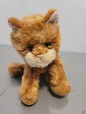 Vintage Russ Berrie Whiskers Cat Stuffed Plush 5  Orange Ginger Fluffy Kitty