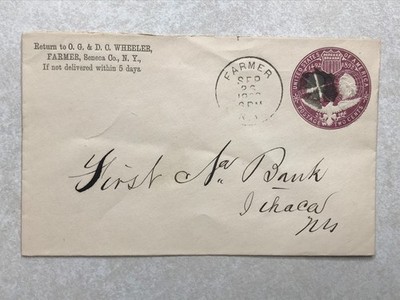 O.G. & D.C. Wheeler, Farmer NY Envelope Letterhead Postal Cover EN1388 1893