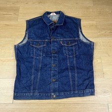 Vintage Levi's Trucker Denim Sleeveless Jacket Biker Orange Tab Size 42 UK L