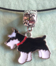 BLACK SCHNAUZER NECKLACE - Enamel on 18  Black Steel Cable - DOG MINI GIANT