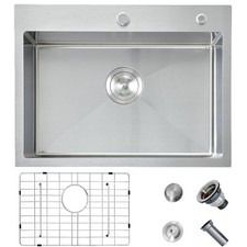 HOTIS 24 x 18 Inch Drop In Kitchen Sink, Overmount 304 Stainless Steel RV Lau...