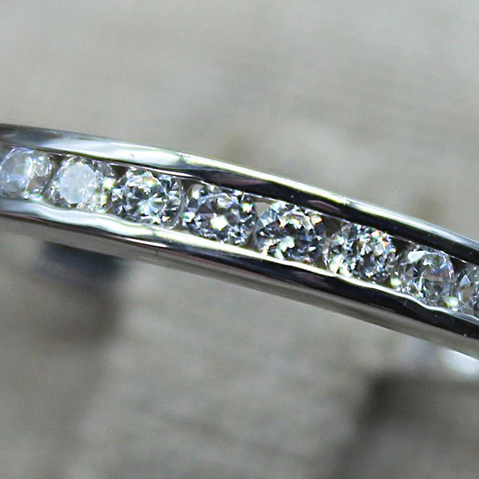 Bague Argent 925 Rhodié Zirconium – Alliance Élégante Femme Taille 50–60 - Photo 4/4