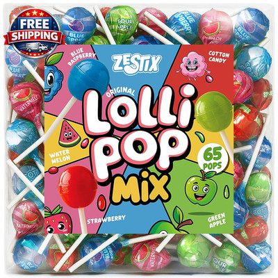Original Lollipops Mix   65 Count Bulk Candy Pack   Assorted Fruity Flavors, Ind