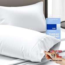 100% Cotton Pillow Cases Queen Size Set of 2 - Luxury Queen - Pack of 2 White