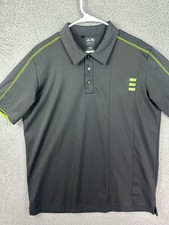 Adidas Golf Polo Shirt Mens Large Black Green Climalite Athletic Performance Men