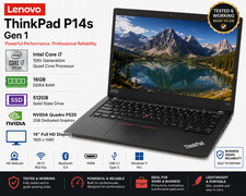 Lenovo P14s Gen1 ThinkPad i7 10th Gen Quad Core 16GB RAM 512GB SSD NVIDIA P520