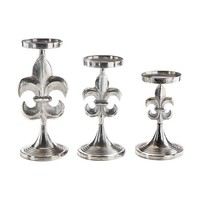 Kerzenhalter KerzenstäNder Kerzenleuchter Lily - Aus Metall - In Silber - S/3