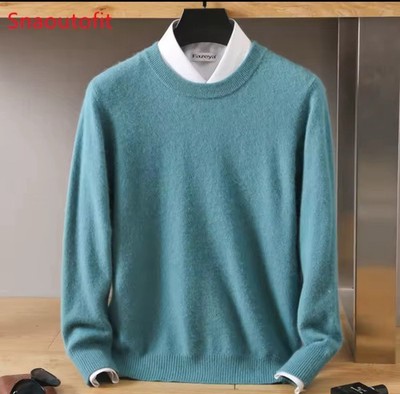 Herren Pullover Reines Vison Kaschmir Rundhals Strickpullover Top
