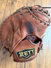 ZETT Baseball Glove Catcher's Mitt Leather Brown Used High School Condition