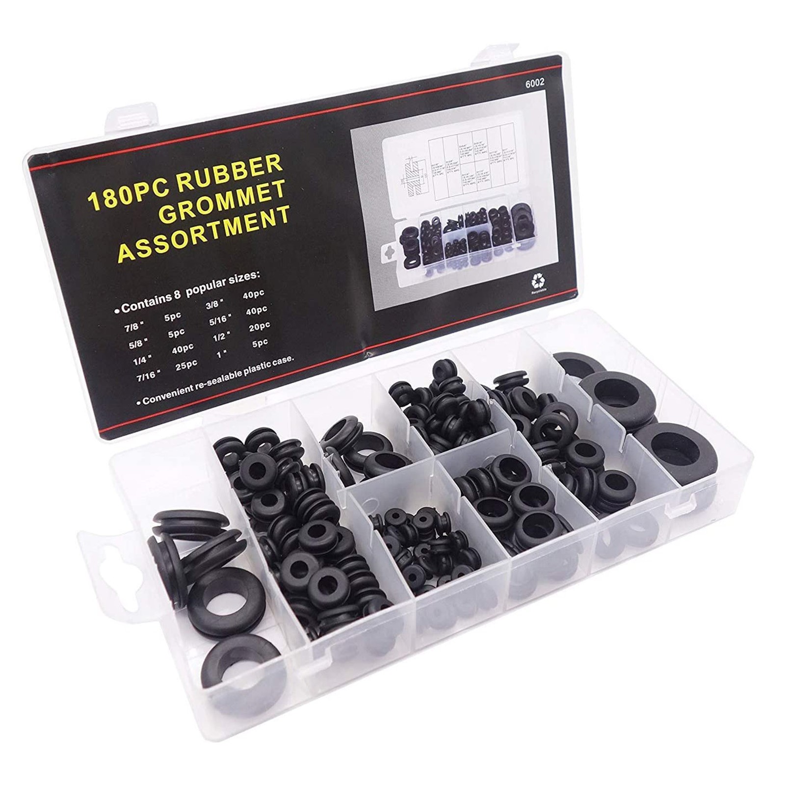 .180Pcs Rubber Grommets Sealing Rings Assortment Of Rubber Washers For Wires