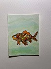 ACEO. Fish. Goldfish. Sea creature. Gouache Painting. One of a Kind. nature.