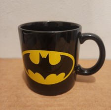 Batman Ceramic Coffee Cup Black Vintage Mug Applause Inc Yellow Logo DC Comics