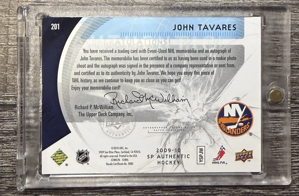 2009 SP Authentic John Tavares #201 Future Watch Rookie Patch Auto /100💎3 Color - Image 2 of 4