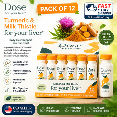 Dose For Your Liver Liquid Detox 12 Pack Milk Thistle Artichoke Ginger 2OZ SALE!