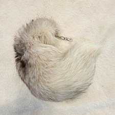 Gray White Faux Fur Costume Tail w/ Clip One Size Adult Unisex Animals