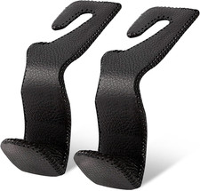 Car Headrest Hooks, 2 Pack Leather Car Purse Holder, Car Back Seat Organizer for