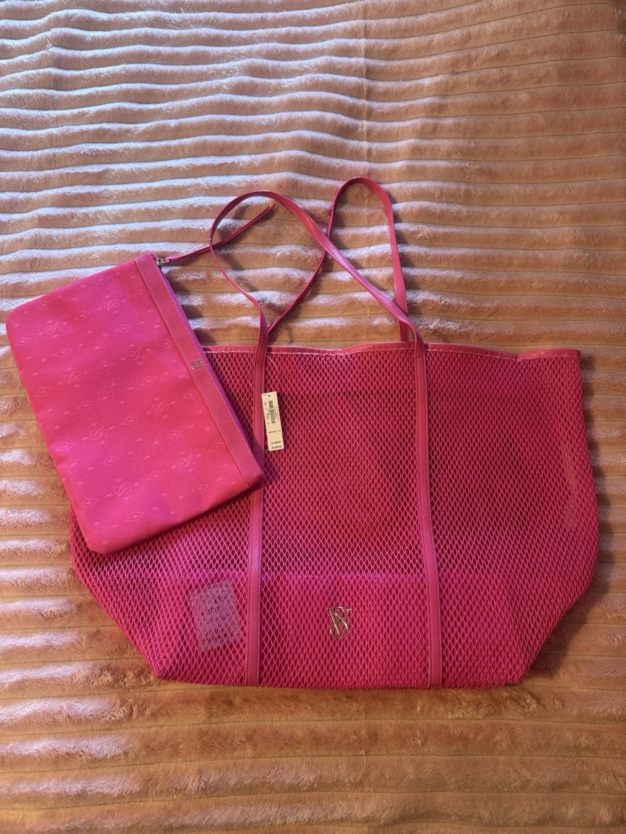 Victoria's Secret pink mesh tote bag with matching pouch | eBay