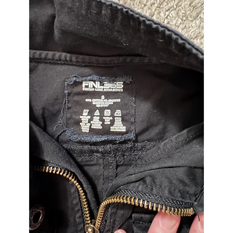 Chaqueta Bomber FINL365 Finish Line Negra Recortada Cremallera Completa Moto Utilidad Bolsillos S Foto 2 de 4