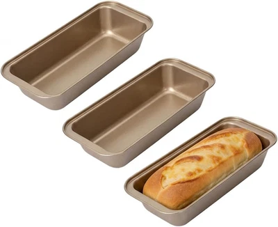 3 Stück Kleine Kastenformen Zum Backen Antihaftbeschichtet Kohlenstoffstahl Brot Pfanne Set Neu - Bild 1 von 4