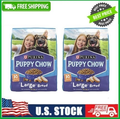 2 Pack Purina Puppy Chow Dry Dog Food for Large Breeds, High Protein, 30 lb Bag