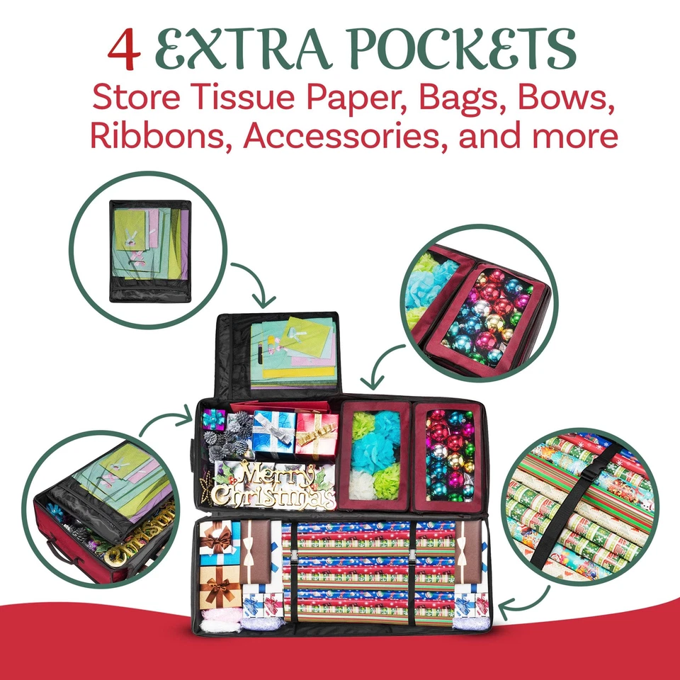 Organizador de papel de embrulho rolante - Estação de embrulho portátil para presente com armazenamento e... - Imagem 3 de 4