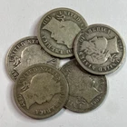 [Lot of 5] SILVER Barber Dimes - 90% Silver - CHOOSE HOW MANY LOTS OF 5 COINS!