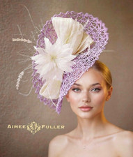 Aimee Fuller Kentucky Derby Lavender Fascinator Cream Royal Ascot Hat Easter