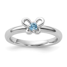 925 Sterling Silver Stackable Expressions Blue Topaz Ring Size 7
