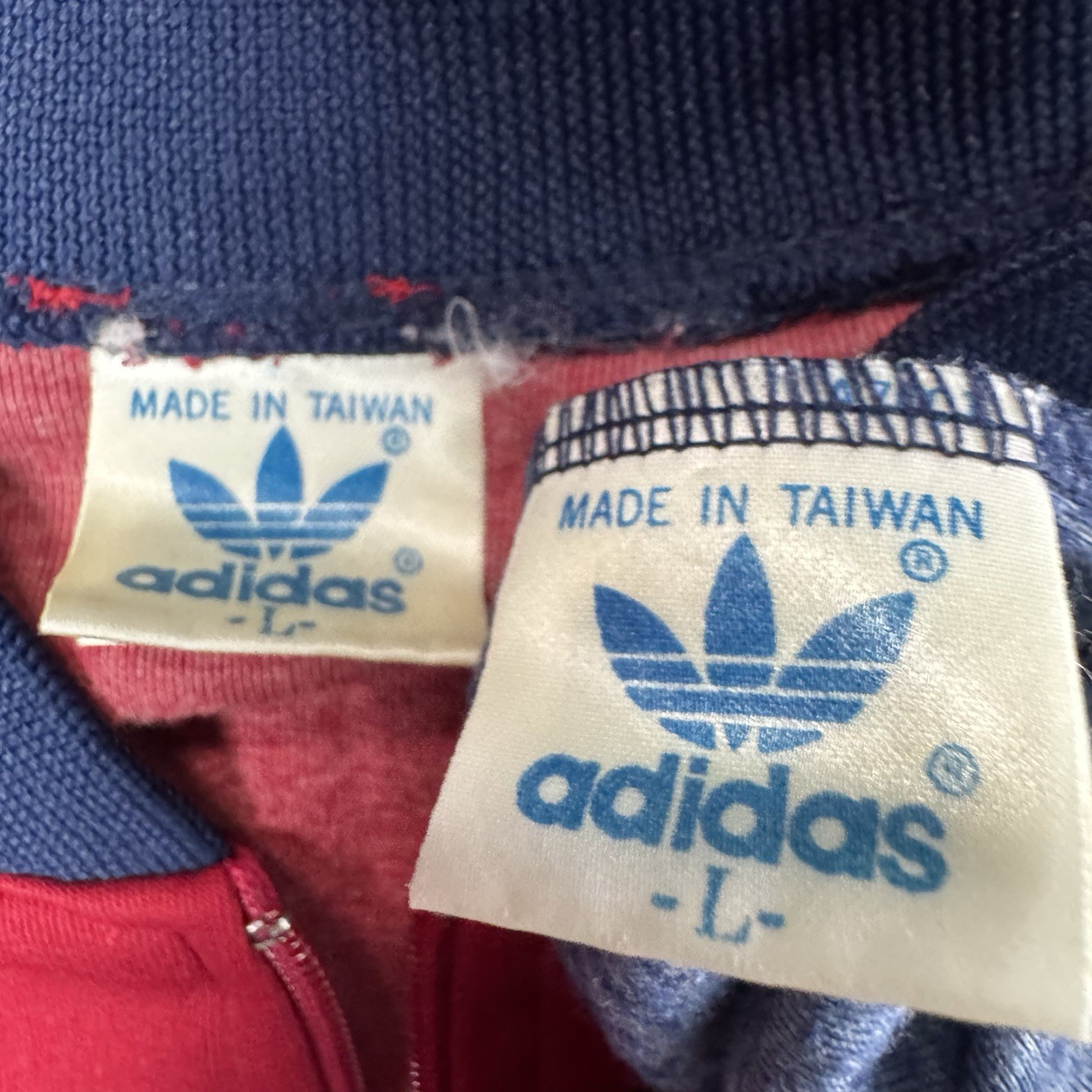 Vintage 80s RARE Adidas Blue & Red Trefoil Logo Athletic Track Suit Mens Sz L image 2