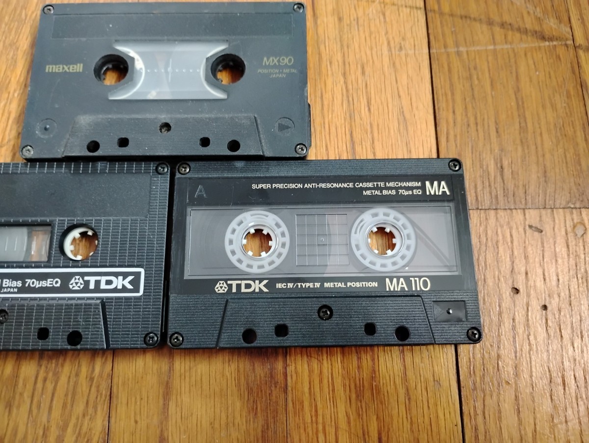 Lot of 3 TYPE IV Cassettes - TDK MA-110 - TDK MA-C60 - Maxell MX90