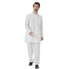 Dubai Arabic Mens Muslim Jubba Thobe Dishdasha Saudi Thoub Kaftan Top Long Pants