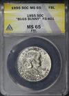 1955 Franklin Half Dollar "Bugs Bunny" FS-401 ANACS MS-65 FBL