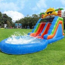 23FT Commercial Full PVC Inflatable Bounce House Dual Water Slide for Kids Adult