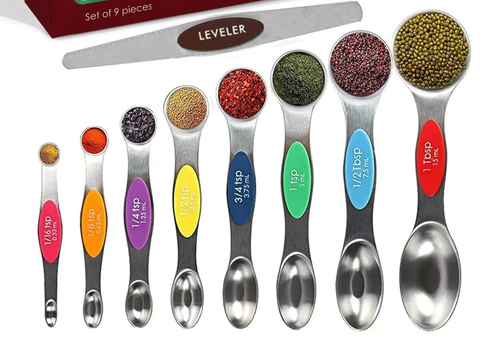 Magnetic Dual Sided Measuring Spoons w/ Leveler Stainless Kitchen Tool -Set of 9 - Picture 15 of 23