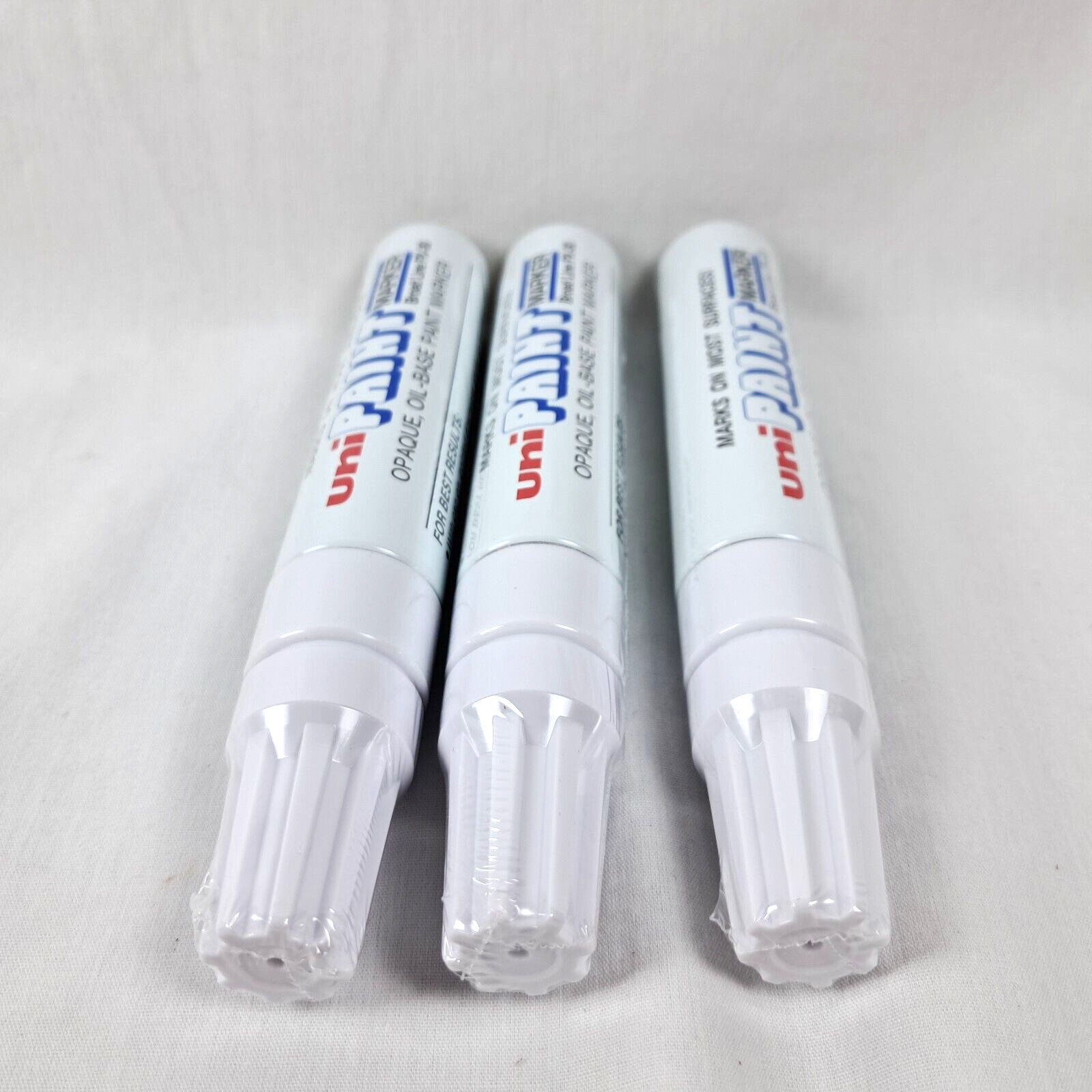 Uni-Paint 63743 PX-30 Oil-Based Marker, Broad Line, White, 3-Pack