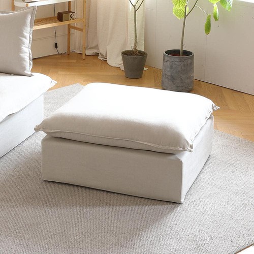 MagicHome Sofa/Couch Overstuffed Down Filled Comfort Linen Flannel Ottoman Beige - Picture 4 of 8
