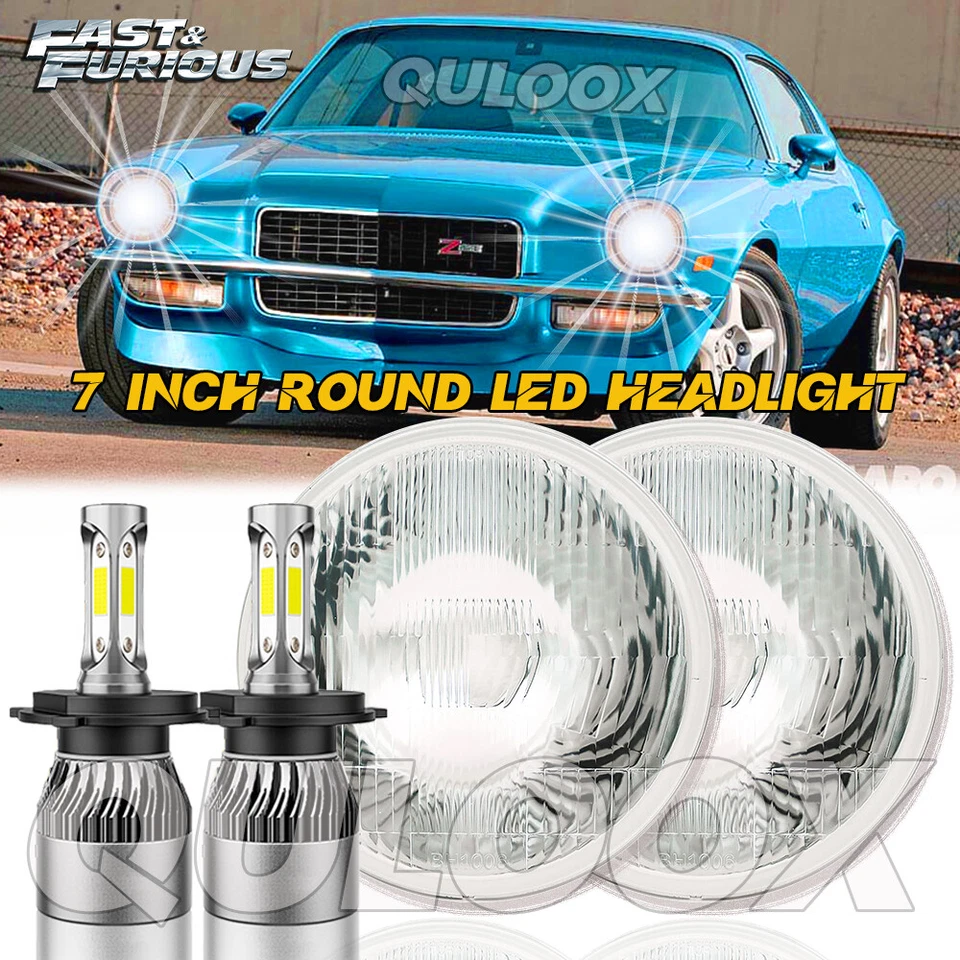 For Buick Skylark 1975-1979 Pair 7" inch Round LED Headlights DRL High Low Beam Foto 2 de 4