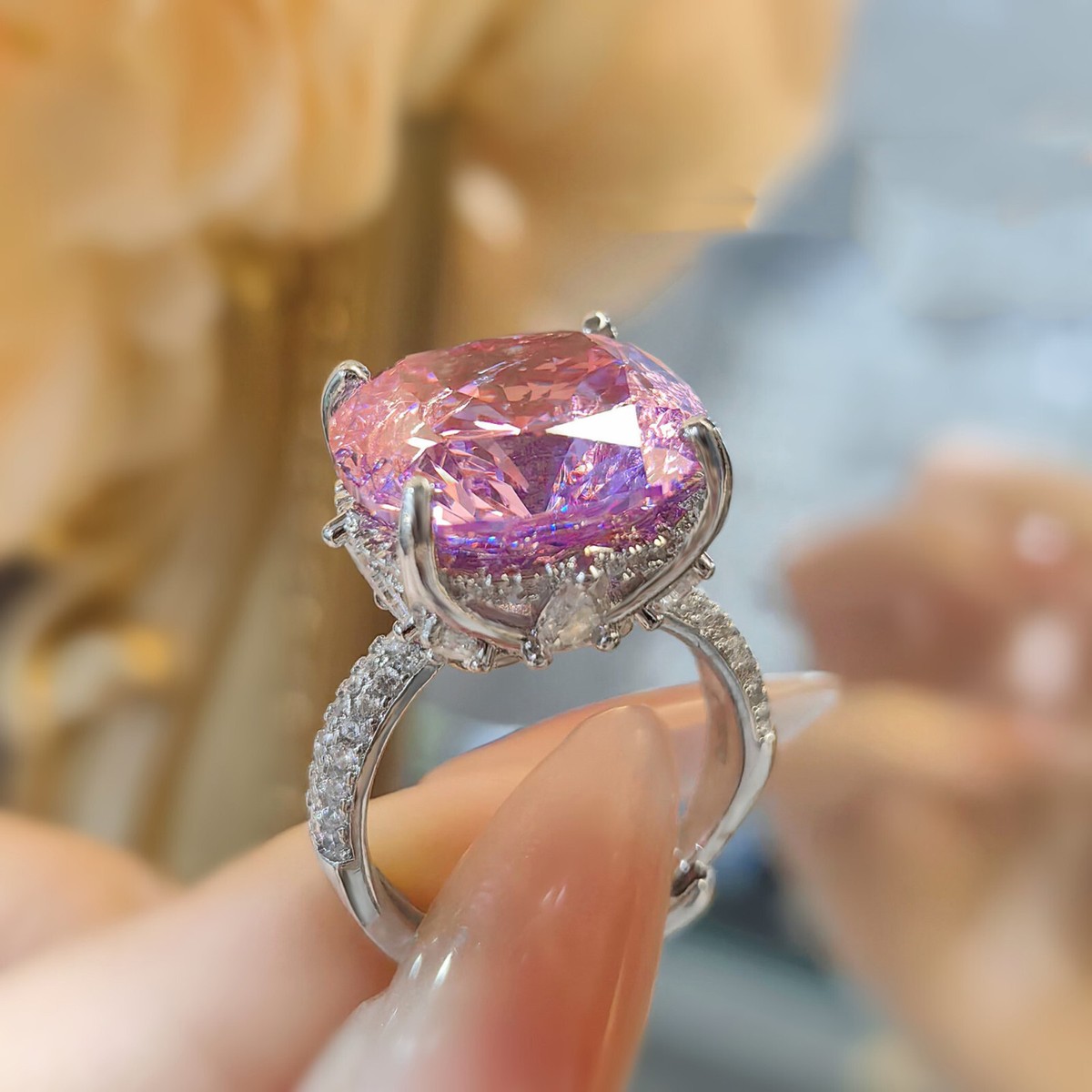 指輪・リング PURPLEHAZE eyesring New 12mm ice Flower Cut Purple Amethyst Gemstone Luxury Women Girl