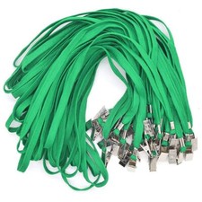 100 PCS Green ID Lanyards Flat Neck Badge Lanyard with Clip Bulk Pack