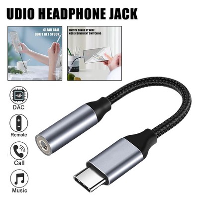 USB Type C Adapter to 3.5mm AUX Audio Headphone Jack Devices For Android X3Z5