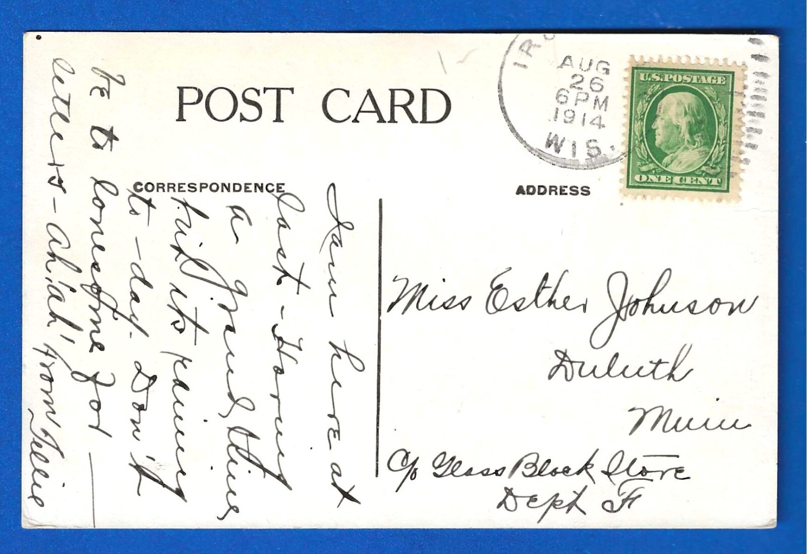 1914 Iron River, Wisc. "The Iron River" postcard eBay