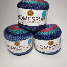 Lot of 3 Lion Brand Yarns Homespun 613 6 oz 185 yd Cakes 5 Wt Bulky