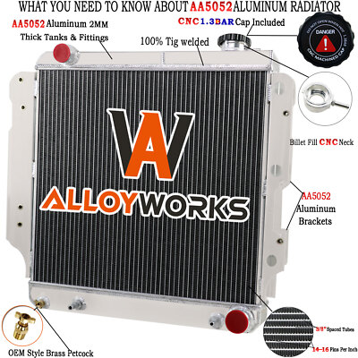 4 Row Aluminum Radiator For 1987-2006 Jeep Wrangler TJ/YJ Chevy V8 Conversion