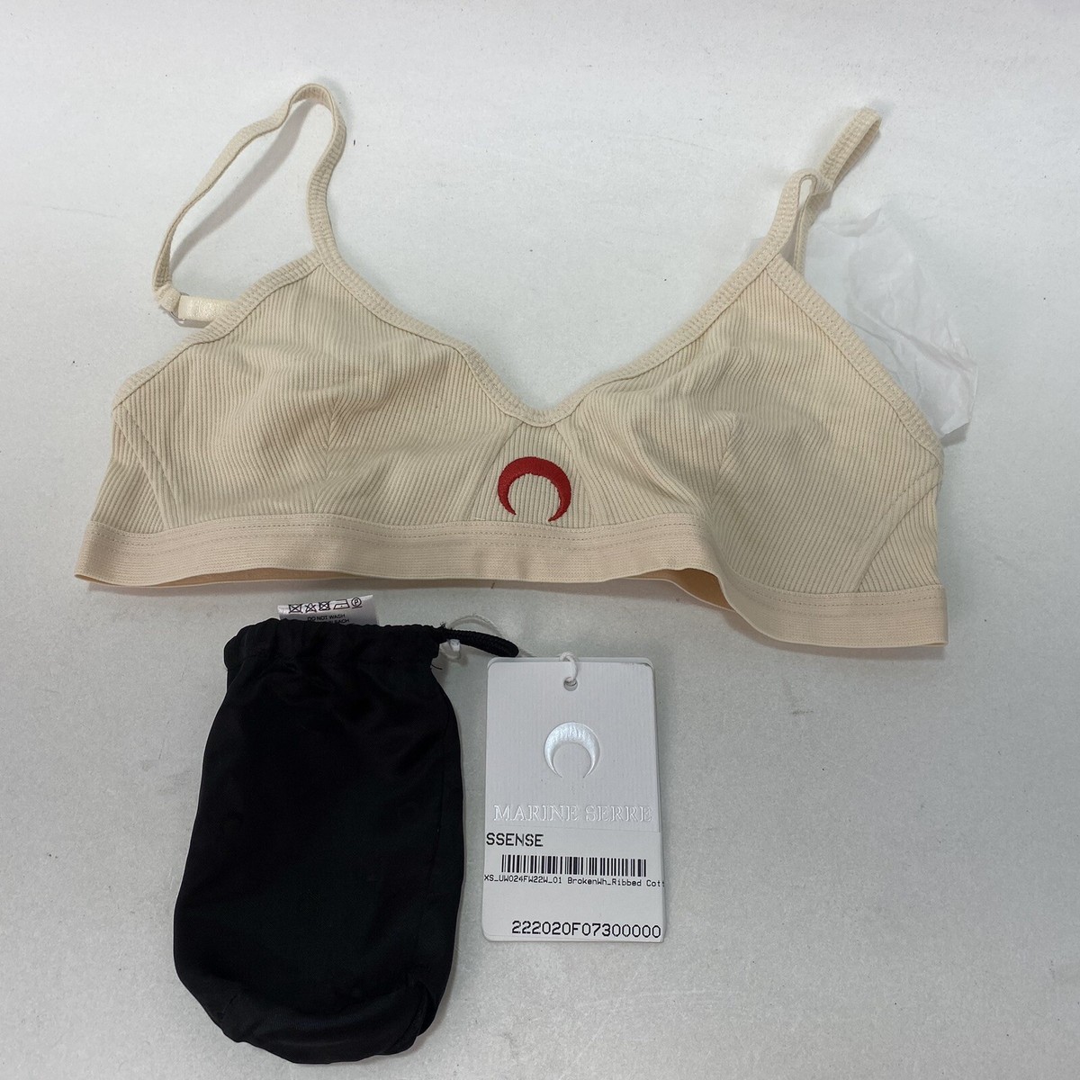 Marine Serre ブラジャー Organic Cotton Rib 2x2 Bra Marine Serre Stretch Organic Cotton Rib Bra, Runs Small Size