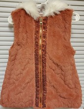 Little Lass Girl's Rust Faux Fur Vest Sz 5