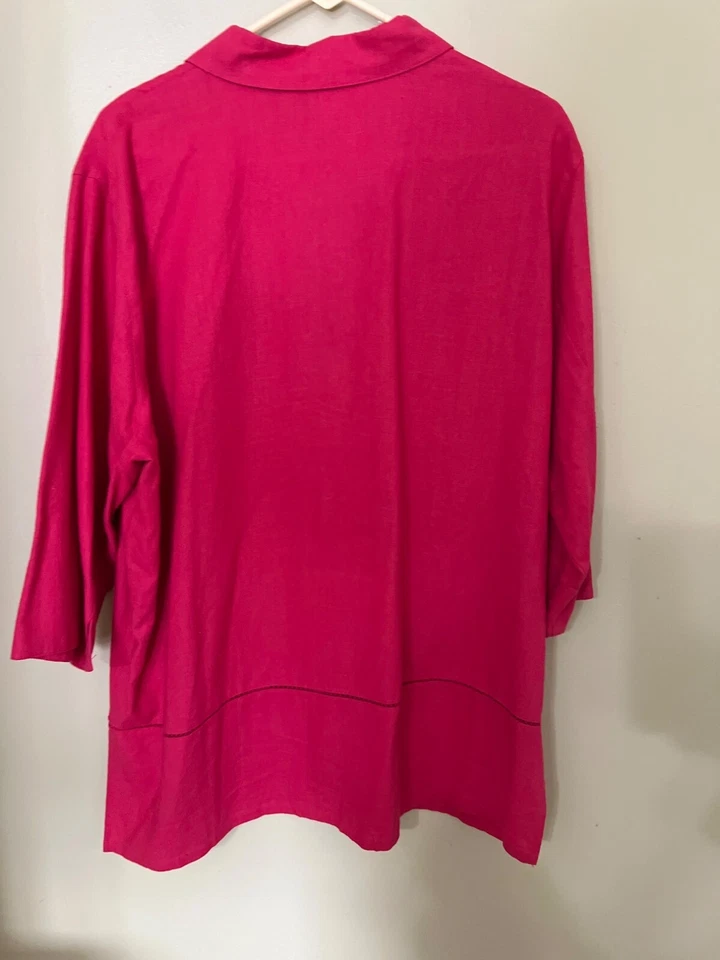 Blusa informal con botones Norton Studio para mujer manga 3/4 1X mezcla de lino playera Foto 2 de 4