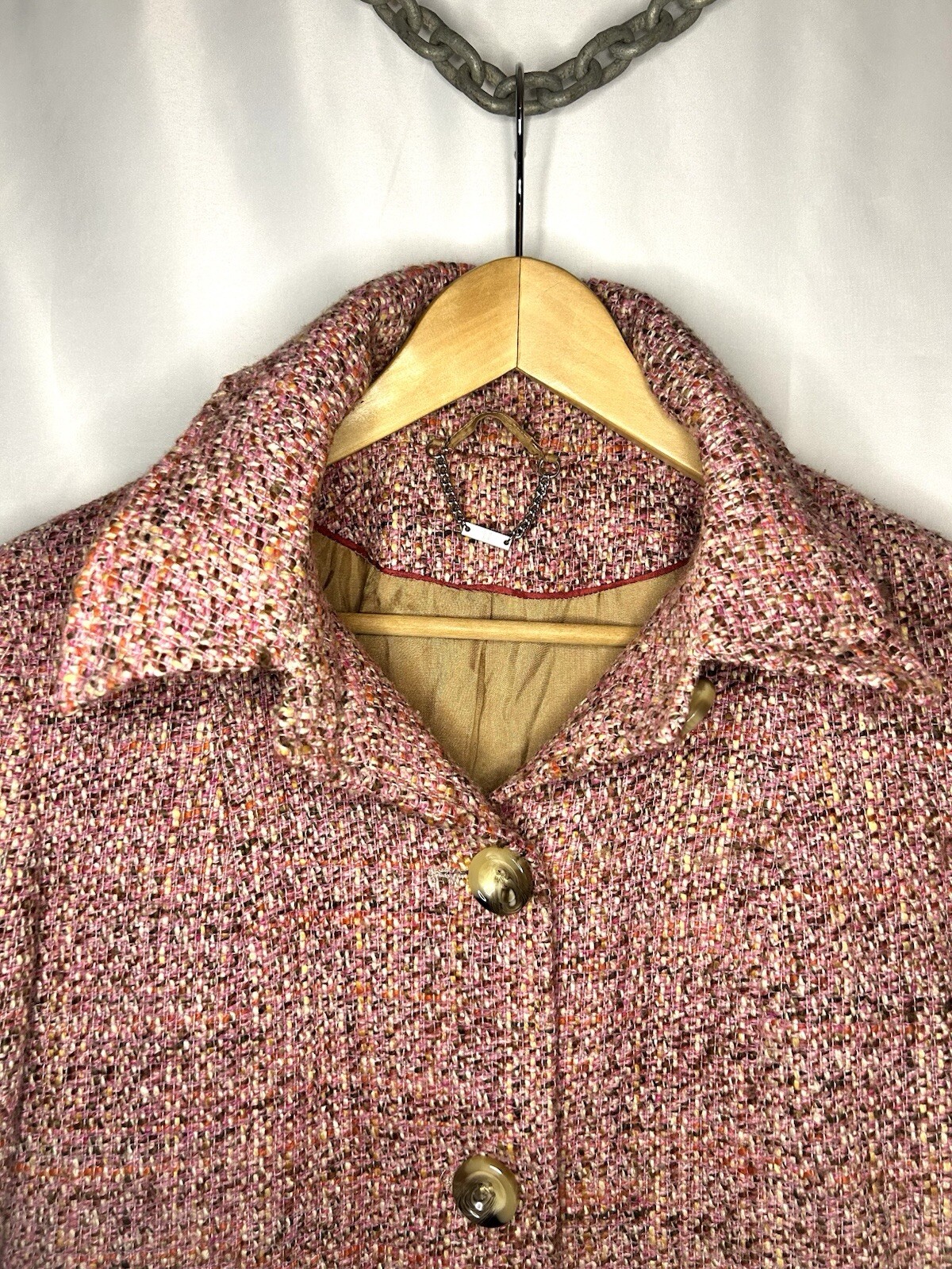 NEXT Wool Coat Womens 14 Pink Speckled Including Brown Red Yellow Button Fasten image 8
