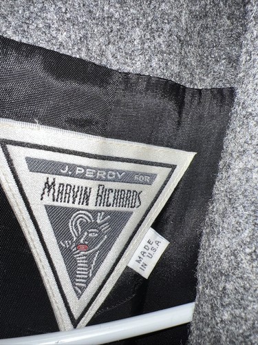 PEA COAT Vintage J Percy Marvin Richards Wool Gray Womens 8 Made In USA - Picture 3 of 5